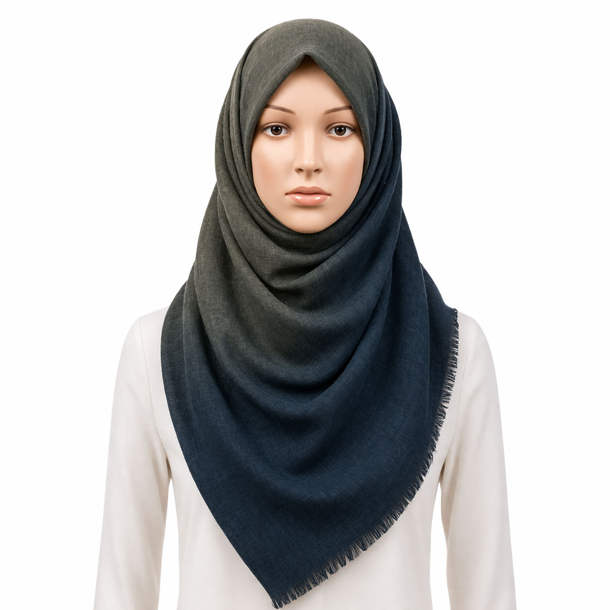 Herringbone Colorblock Merino Wool Check Scarf